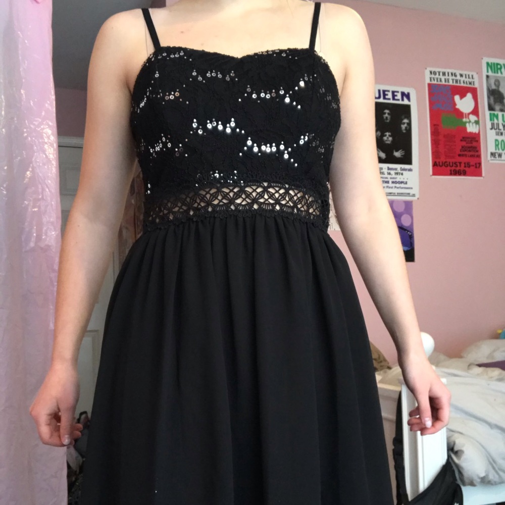 Black Sequin Party Dress